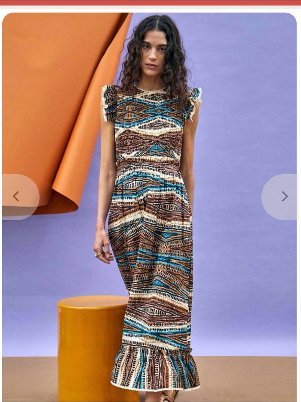 Hunter Bell Hayward Patterned Maxi Dress in Brown & Teal